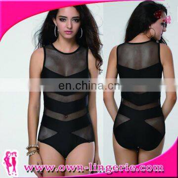 black see througn one piece swimsuit wholesale