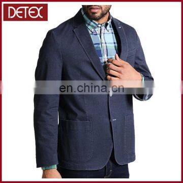 Cotton Simple Style Dark Blue Casual Suit Men Blazer photo-2