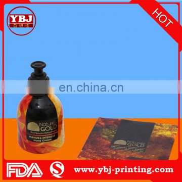 2016 YBJ Plastic Shrink Wrap Bottle Labels /cheap bottle labels