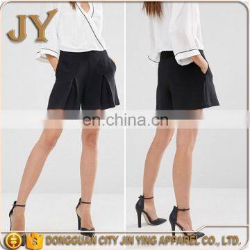 Plain Smart Shorts Pleat Front Shorts Zip-side Fastening Short Pants China