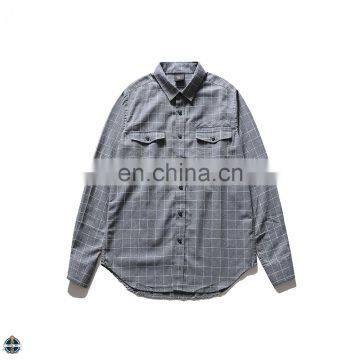 T-MSS012 Wholesale Long Sleeve Cotton Latest Design Plaid Button Down Chest Pocket Mens Shirt