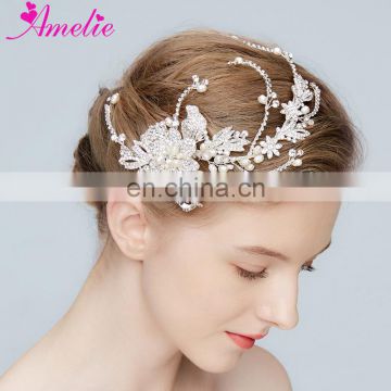 Handmade Unique Design Wedding Princess Enchanted Floral With Freshwater Pearl Rhinestone Bridal HairClip Wedding Hair Accessory