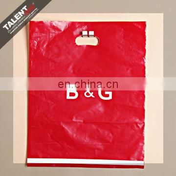 custom printed logo Reusable die cut handles promotional plastic bag