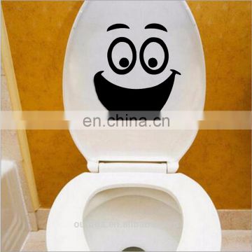 Creative smile face toilet vinyl stickers