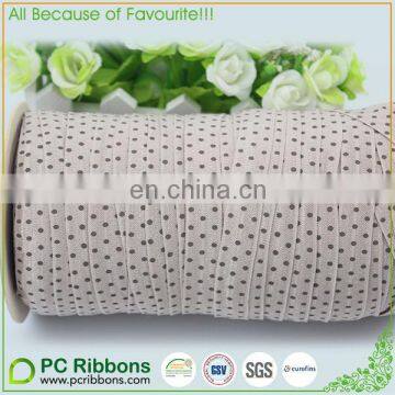 5/8" FOE Silk Screen printed Polka Dots Elastic ribbon