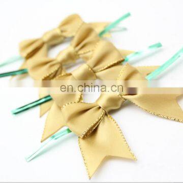 RB405 gold pre-tied satin ribbon bow with elastic loop