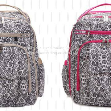 full printed polyester diaper backpack bag with tote