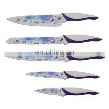 Creative Style Rubber Soft Handle Non Stick Coating Kitchen Knife Set photo-5