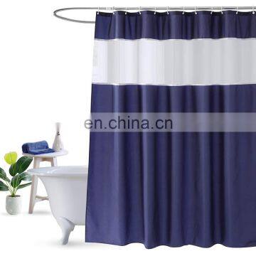 Blue and white stripe waterproof shower curtain bathroom