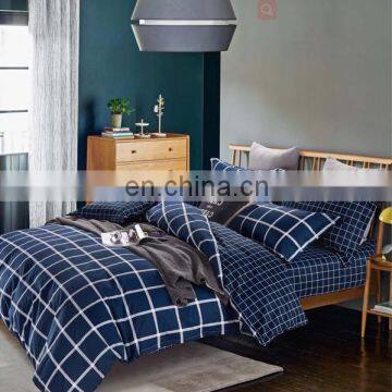 Grid Square printed bedsheet set 100% cotton duvet cover set bedding sets