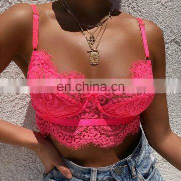 Floral Embroidery Lace Top Women Cami Top 2020 Spring 4 Colors Ladies Hallow Out Sleeveless Sexy Crop Top Blusas photo-3