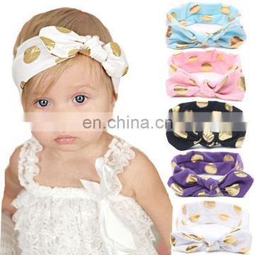 Girl gilding dot Headband Baby solid color Hair Accessories with Bowknot 12Colors 0-4T