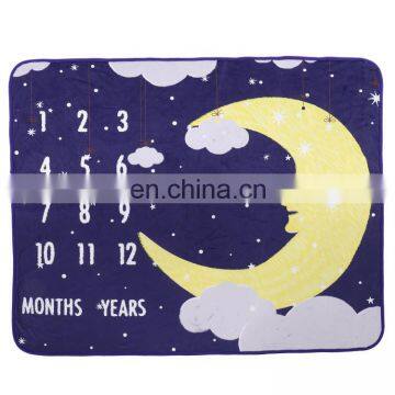 Wholesale Double Side Print Soft Monthly Minky Milestone Babies Blankets Customized Fleece Baby Blanket for Sleeping photo-2