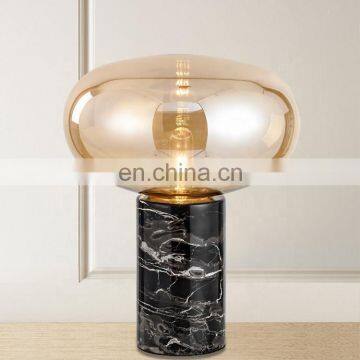 Тумбочное лампа для спальни с мраморным основанием и стеклянной крышкой photo-5