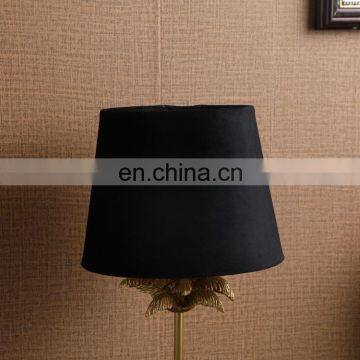 Creative Design Coconut Palm Shape Resin Gold Standing Lamps With Black Lint Lampshade photo-4