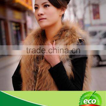 Luxurious Natural Pretty Brown Women Real Fox Fur Vest On Sale