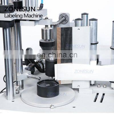 ZONESUN ZS-TB300W Hexagonal Jar Rotary Commercial Semi Automatic Sticker Labeling Machine For Square Cosmetics Glass Bottles photo-2