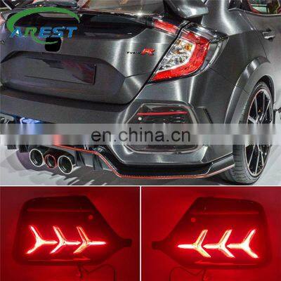 2PCS For Honda Civic Hatchback TYPE R Prototype 2016 - 2020 LED Reflector Lamp Rear Fog Lamp Bumper Light Brake Light