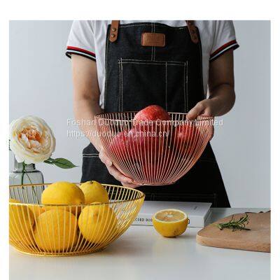 kitchen storage collapsible fruit bowl basket stand metal bamboo iron decorative vegetable fruit basket for gift