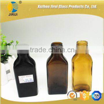 100ml amber/black glass flat type syrup bottle