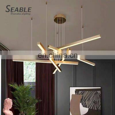 Popular Magnificent Decoration Indoor Gold PC Aluminum Iron Modern Living Room LED Pendant Lamp photo-3