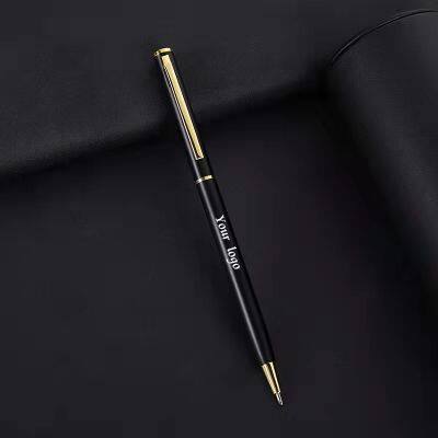 Slim Hotel Custom Pens Skinny Metal Twist Action Ballpoint Pen With Silver Accents Logo By Blue Rose Promotion photo-3