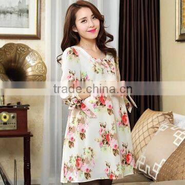 C64537A Fashion printed chiffon dress pregnant women