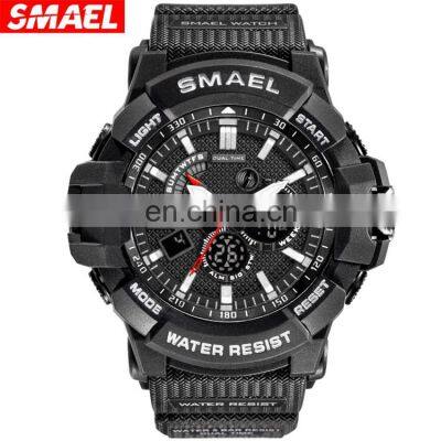 SMAEL 1809 Men sport digital day date watches fashion quartz stainless steel back watch