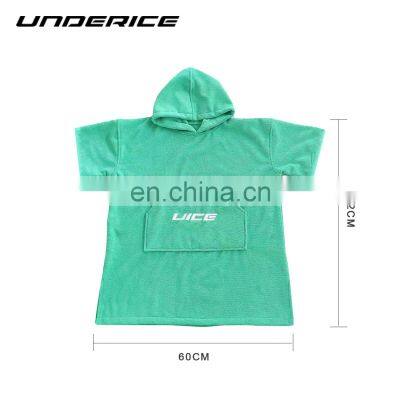 Персональный логотип. Детский капюшонный сурф-пончо из 100% хлопка с быстрым высыханием для плавания, серфинга и рыбалки