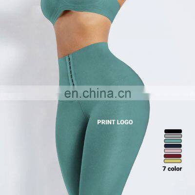 Custom Compression Yoga Pants Breathable Hooks Waist Trainer Leggings High Waist