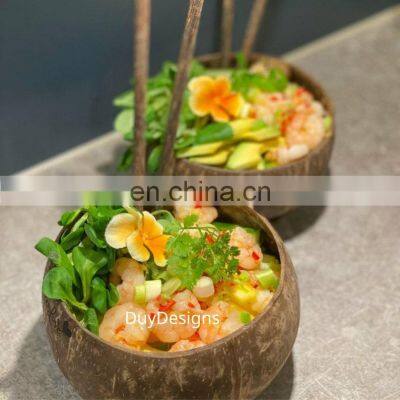 100% Eco Friendly Polished Outside Coconut Bowl Wholesale in Bulk Coconut Fruit Bowl Made in Vietnam photo-4