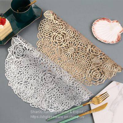 Round Hollow Western Table Place Mat With PVC Retro Waterproof Non-Slip Material photo-5