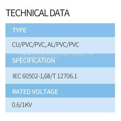 IEC 60502-1,GB/T 12706.1 0.6/1kV IE 60502-1 PVC Insulated and Sheathed Power Cable photo-2