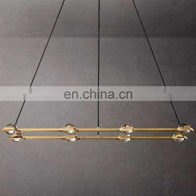Luxurious Classic Modern Frosted Glass Ball Metal Industrial Rectangular Chandelier Home Hotel Light Luxury Interior Lighting photo-2