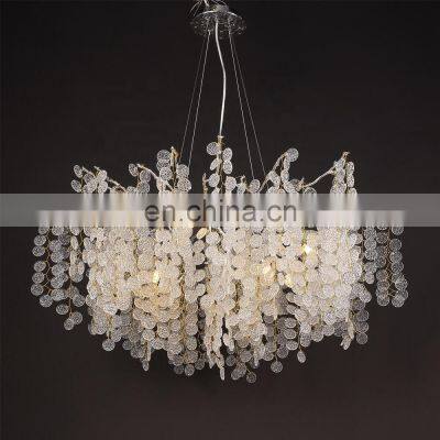 hotel lobby tree branch pendant light rain drop modern luxury glass chandelier