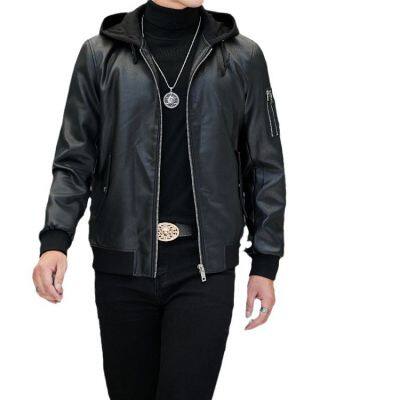 Leather Waterproofing Fashion Color Casual Sports Windproof Men's Long Sleeves Loose Jacket