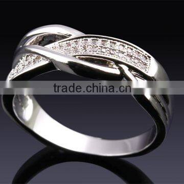 New Product 2017 Cubic Zirconia Hong Kong Factory 2-Tone Plated Wedding Band Ring photo-5