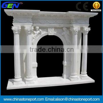 Beautiful White Natural Marble Stone Fireplace