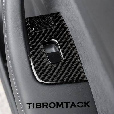 for Tesla Model-3 (2018-2020) Real Carbon Fibre Car Window Lift Switch Button photo-5