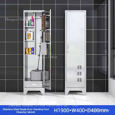 High-Quality Stainless Steel Cleaning Cabinet With Secure Locks and Adjustable Hooks for Schools, Hospitals, and Offices photo-4