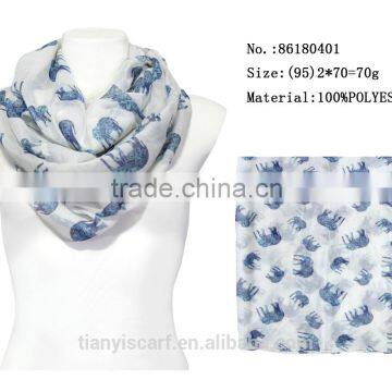 Top Quality Indian Yarn Loop Ring Infinity Scarfs Fashionable Flower Printed Scarf 100 Polyester Scarves photo-6