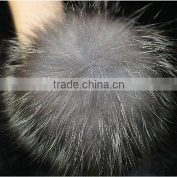 Real Silver Fox Fur Ball Pompom Soft Fur Balls Silver Tag KeyChain