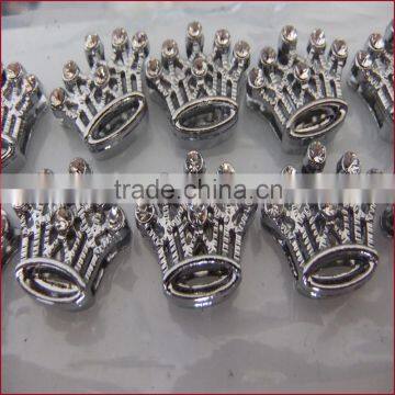 Diy Rhinestone Crystal Zinc Alloy Crown 10mm Slide Charm