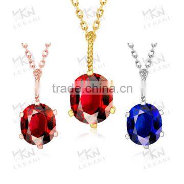 zirconia necklace in red/blue zircon 18k rgp jewelry necklace