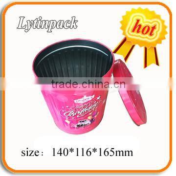 popcorn round tin bucket with lid