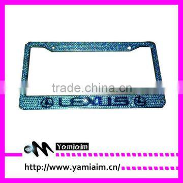 Crystal Rhinestone License Plate Frame With Custom Logo