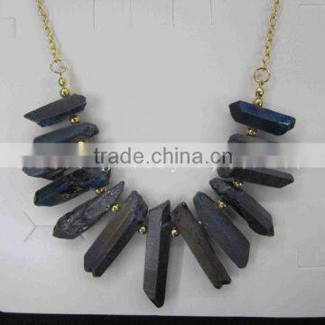 Arua Quartz Point Black colors Loose Beads for Necklaces