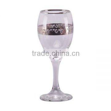 Wine glass with Silver flowers and rim