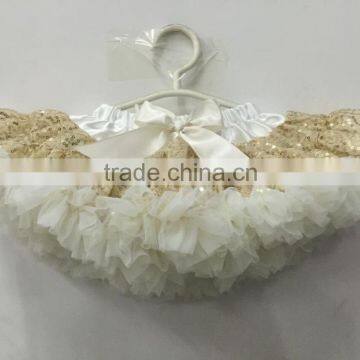 Gold Sequins Pettiskirt Baby Toddler Skirt baby Girls Ivory tutu Lace Petti 1st Birthday Tutu Sequin tutu Skirt