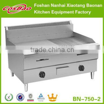 Commercial Counter Top Stainless Steel Gas Griddle,1/2 Flat&1/2 Grooved Plate,BN-750-2